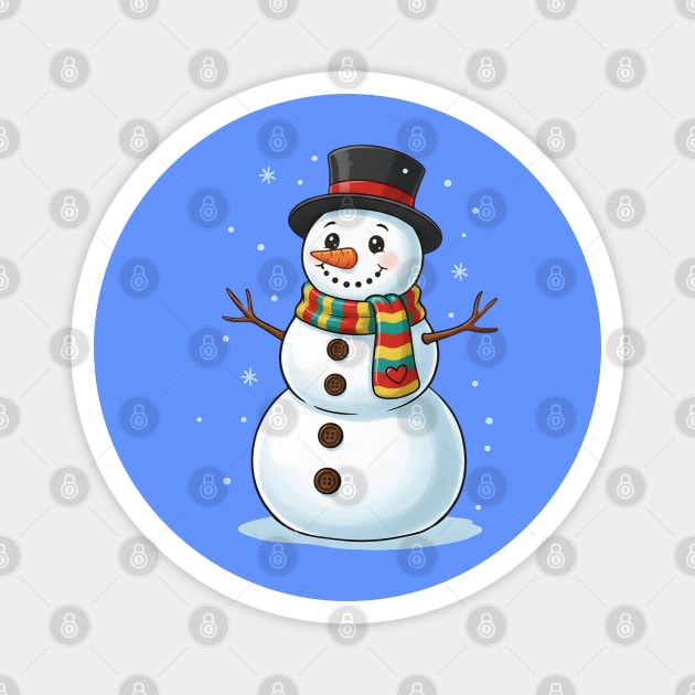 Smiling Snowman with Scarf and Hat Magnet by Creatifly Graphic Tees